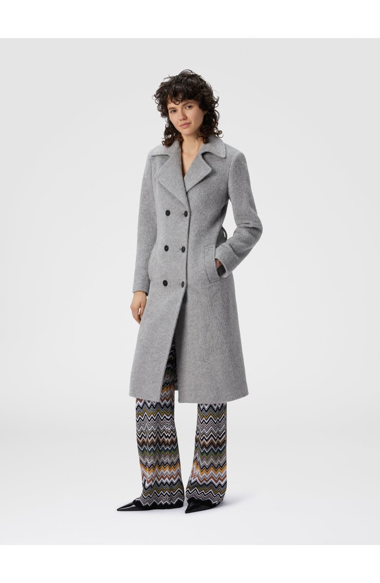 Missoni Double-breasted Trench Coat With Tone-on-tone Chevron Pattern, Alternate, color, Grey