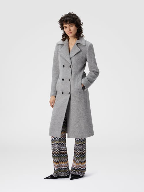 Missoni Double-breasted Trench Coat With Tone-on-tone Chevron Pattern In Gray