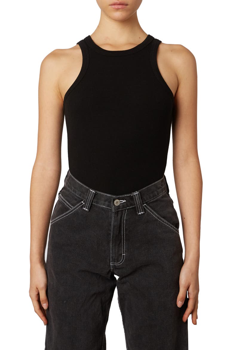 Jersey Racer Tank, Main, color, BLACK