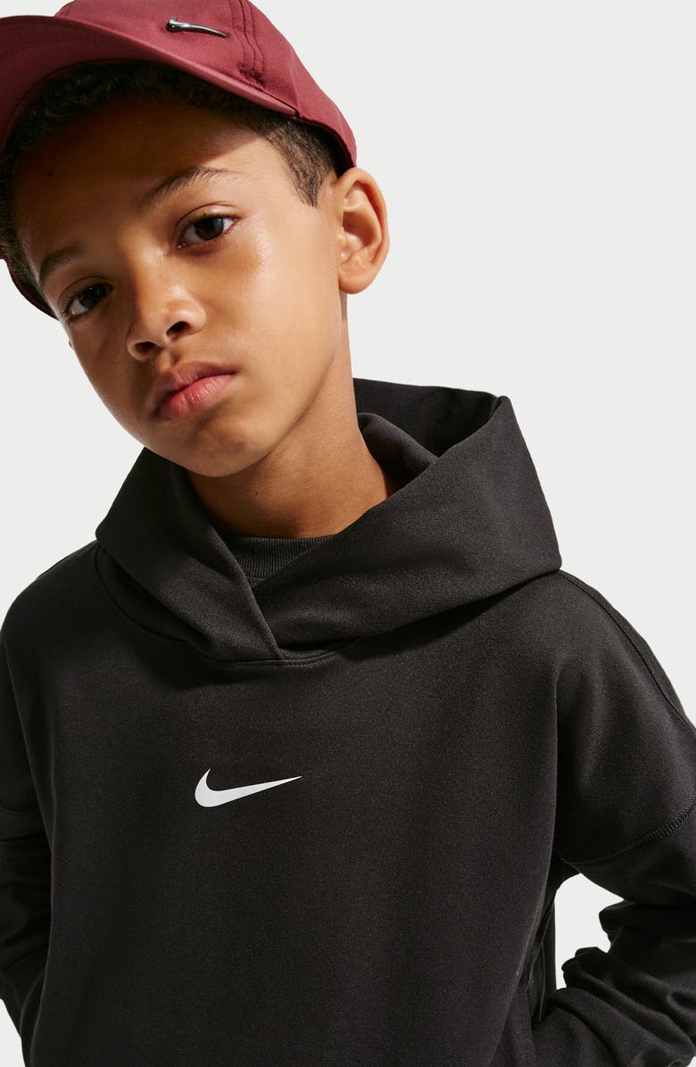 Nike Kids' Pro Dri-FIT Hoodie, Alternate, color, Black/ White