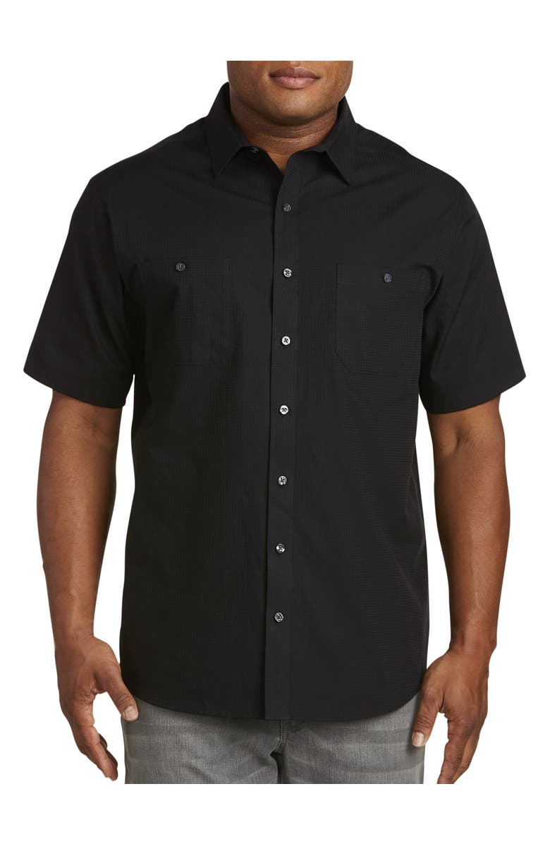 Synrgy by DXL Textured Solid Sport Shirt, Main, color, Black