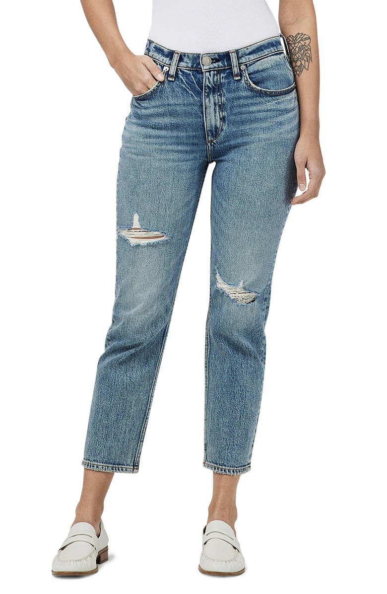 rag & bone Wren Ripped High Waist Ankle Slim Jeans, Main, color, Everly