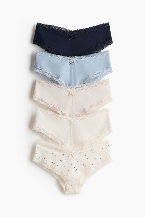 5-pack cotton and lace hipster briefs