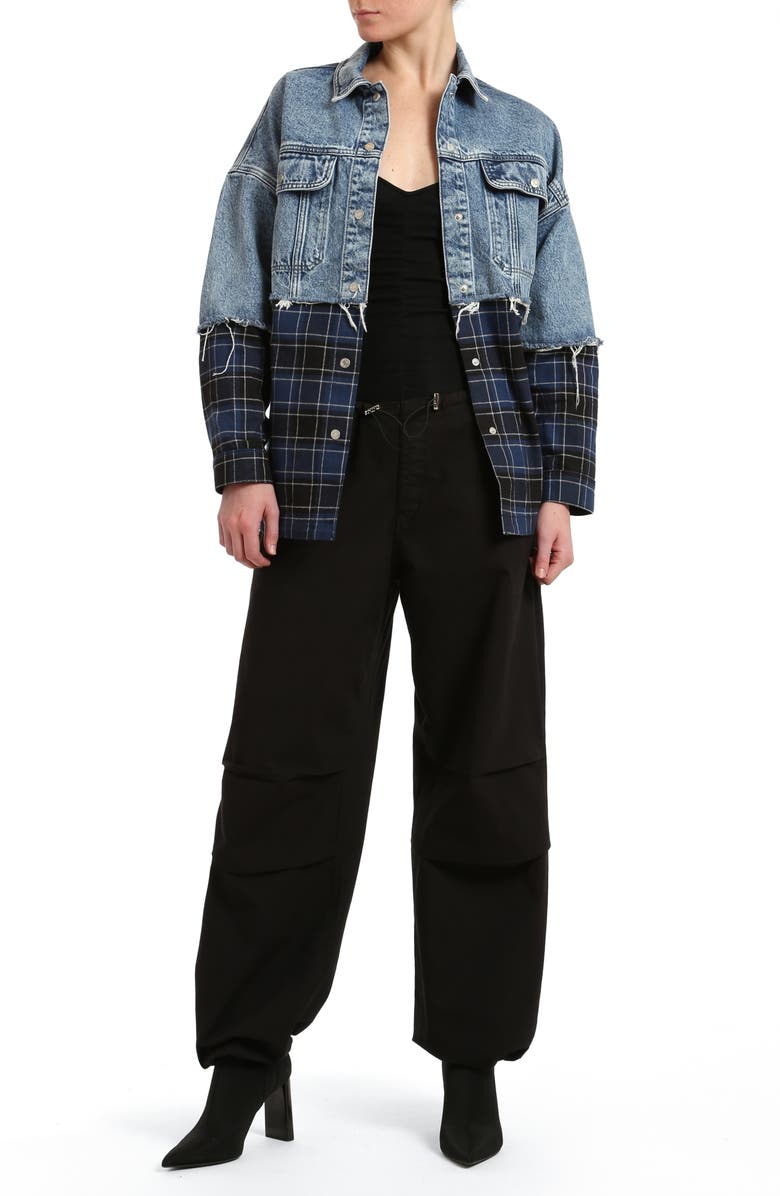 Mavi Jeans Hill Toggle Waist Wide Leg Cargo Pants, Alternate, color, Dark Smoke Move