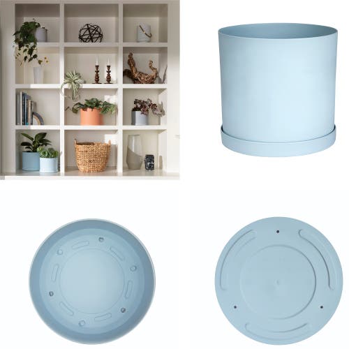 Bloem Mathers Planter W/ Saucer Tray 10" Misty Blue In Blue