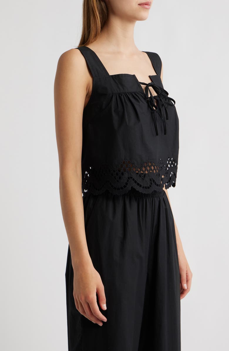 Rails Blythe Tie Front Cotton Crop Top, Alternate, color, Black