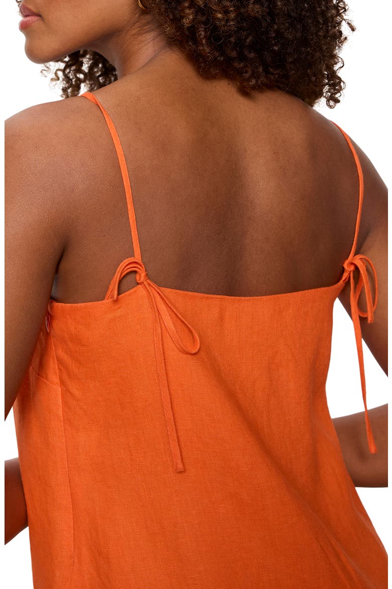 Hideaway Tie Strap Linen Dress, Alternate, color, HIBISCUS ORANGE