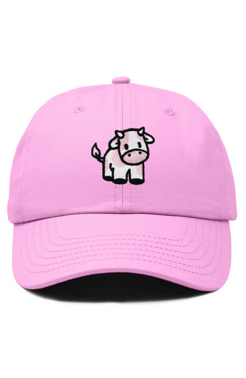 Dalix Strawberry Cow Embroidered Cap In Light Pink