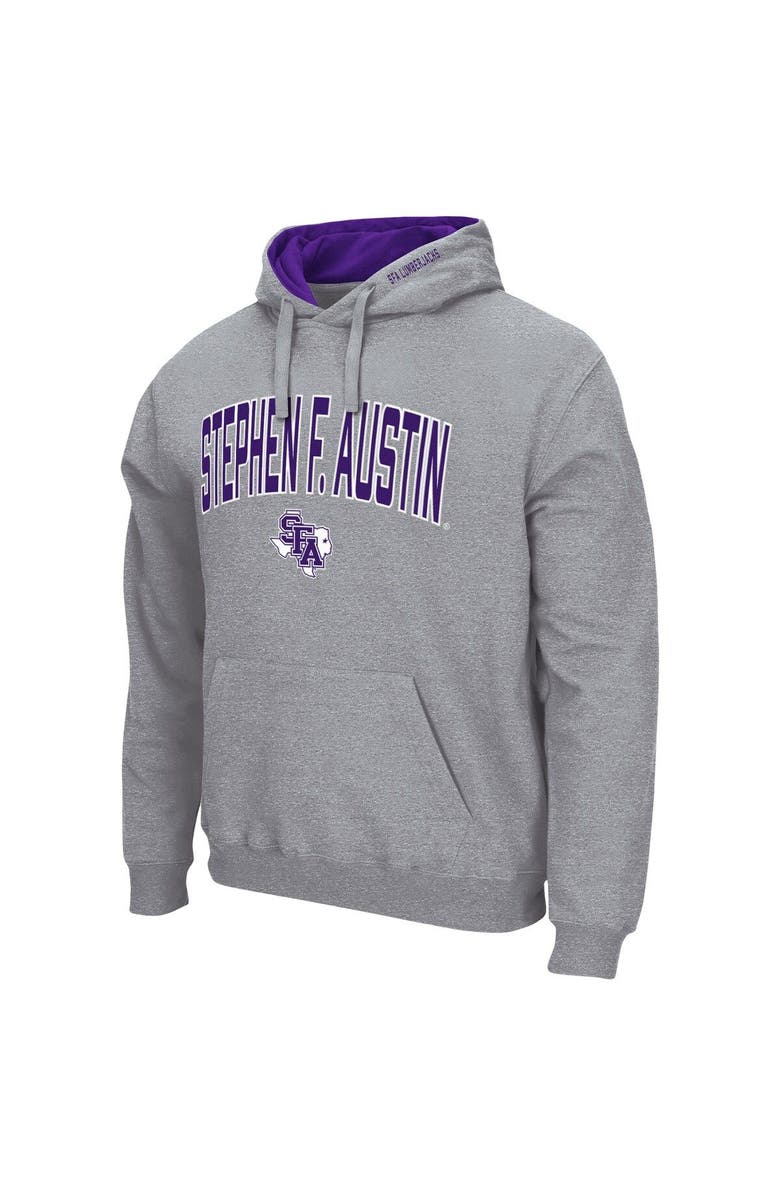 COLOSSEUM Men's Colosseum Heathered Gray Stephen F Austin Lumberjacks Arch and Logo Pullover Hoodie, Alternate, color, Heather Gray