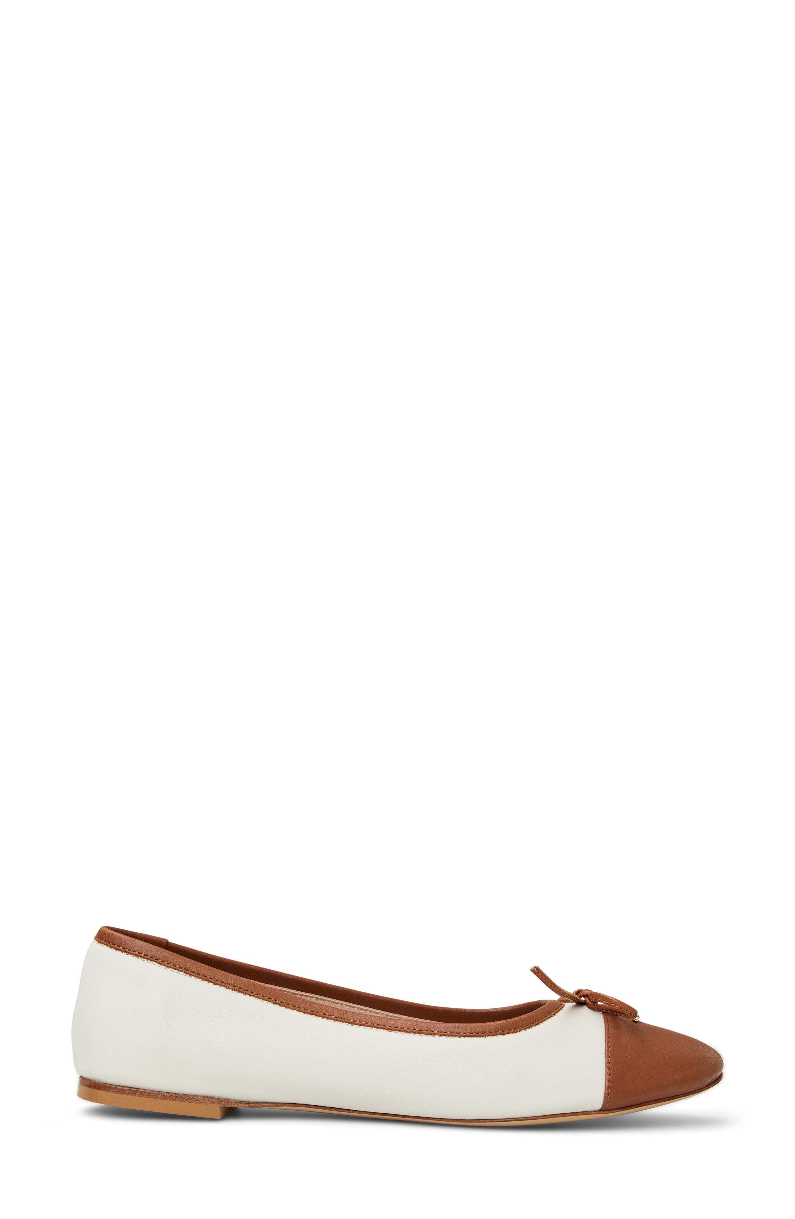 Donatella Cap Toe Ballet Flat, Alternate, color, BROWN/ CREAM