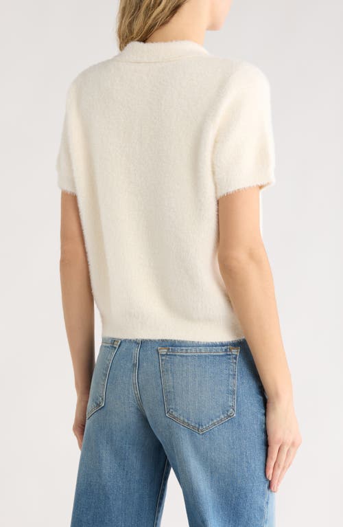 Cyrus Eyelash Knit Polo Sweater In White