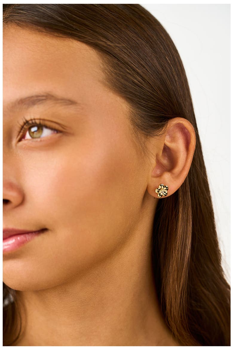 Melia Plumeria Stud Earrings, Alternate, color, GOLD