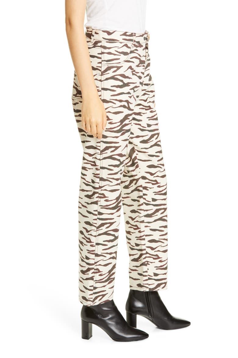 Sofia Tiger Stripe Ankle Straight Leg Jeans, Alternate, color, TIGER IVORY