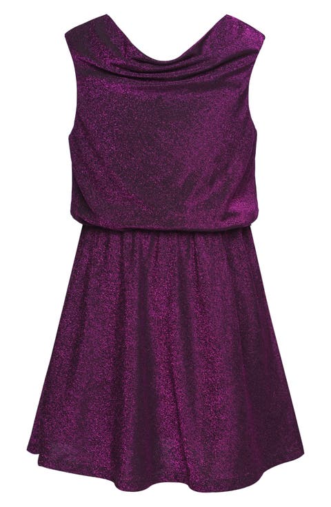 Kids' Metallic Cowl Neck Party Dress (Big Kid)