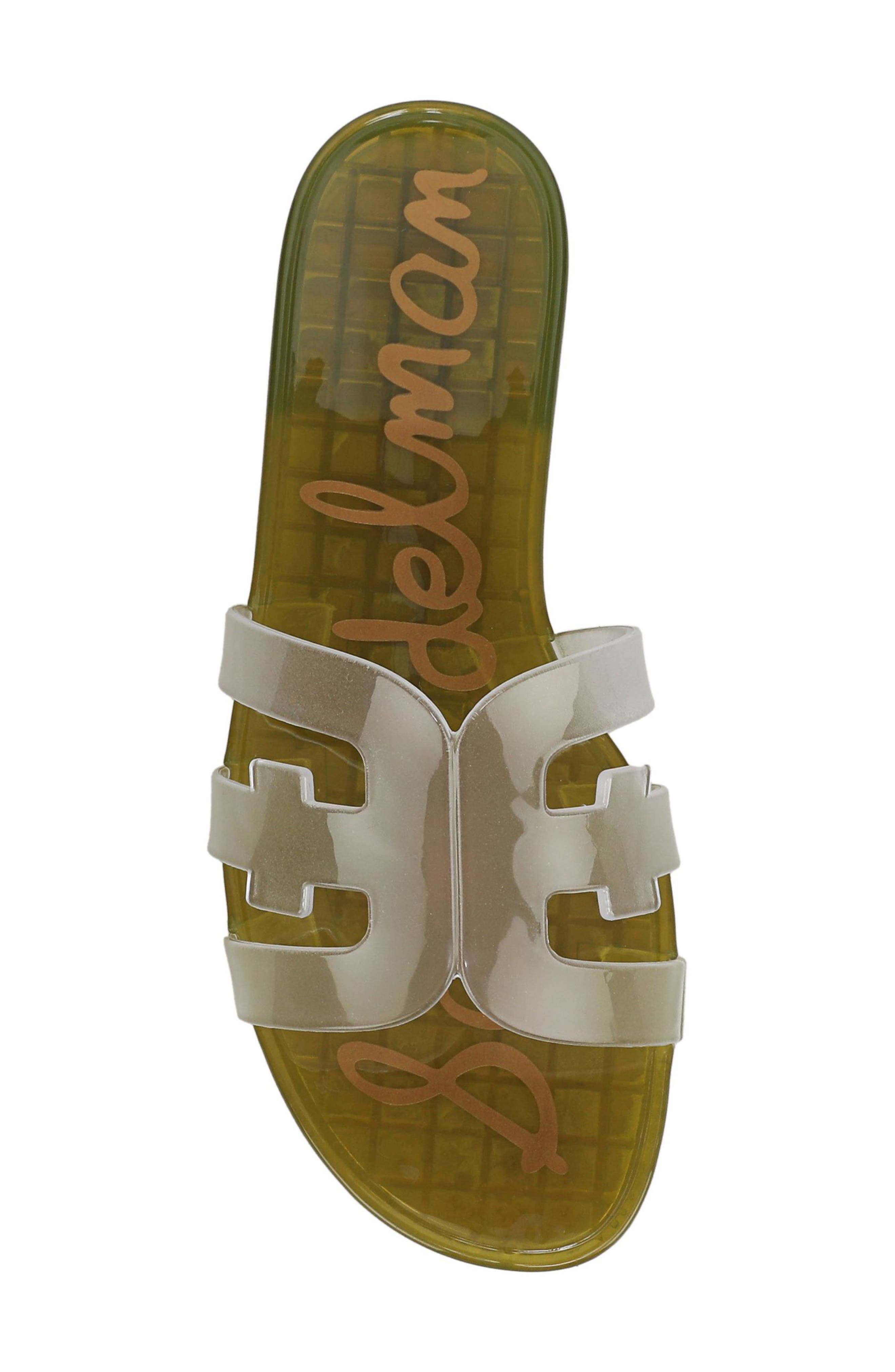 Bay Jelly Slide Sandal, Alternate, color, CLEAR/ GREEN LIMON