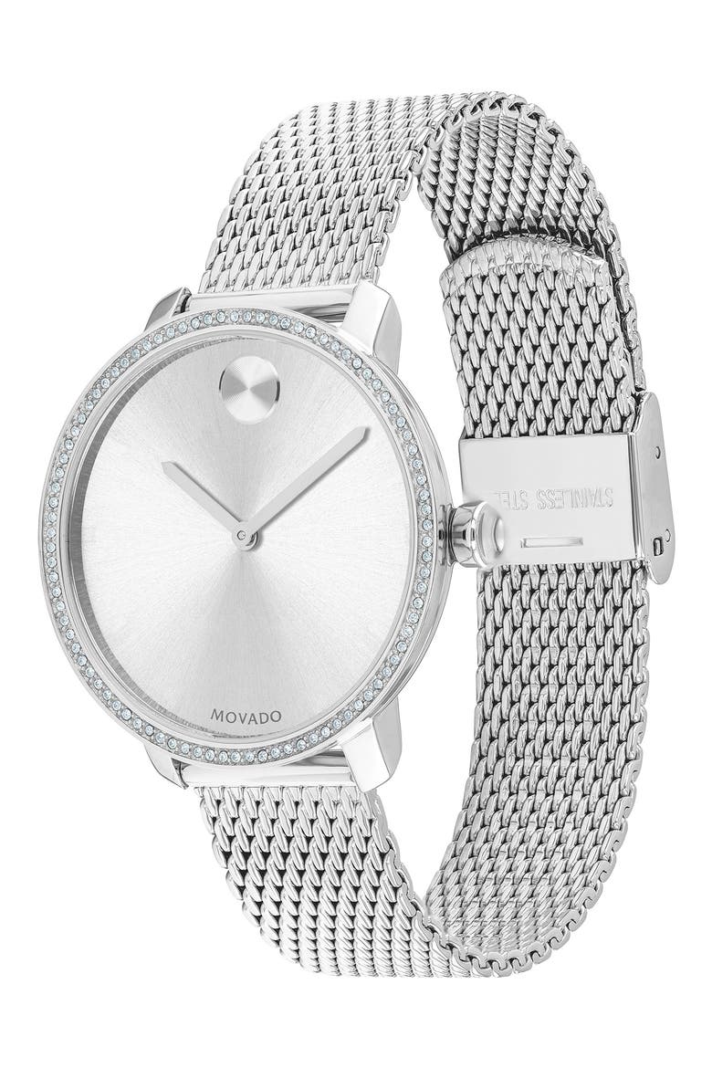 Bold Mesh Strap Watch, 34mm, Alternate, color, SILVER