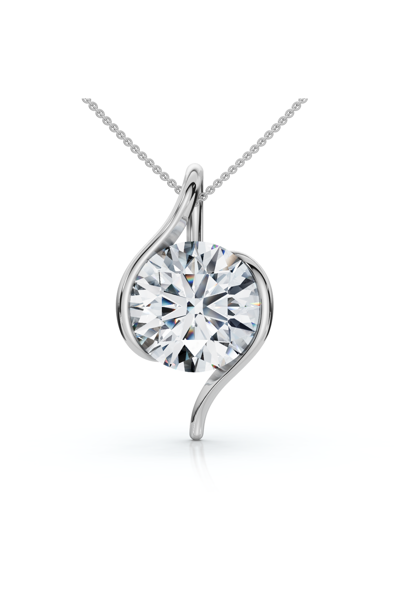 Certified 3Ct Diamond Molly Pendant 14k Gold Necklace 18" Lab Grown, Main, color, White Gold