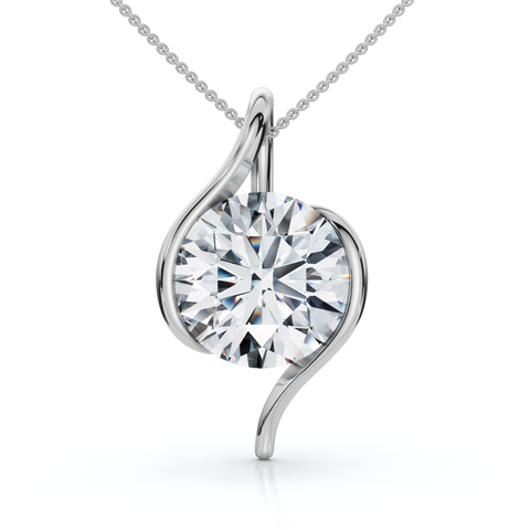 Certified 3Ct Diamond Molly Pendant 14k Gold Necklace 18" Lab Grown