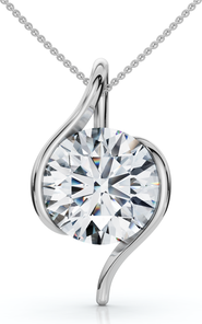 Bliss Diamond Certified 3Ct Diamond Molly Pendant 14k Gold Necklace 18" Lab Grown
