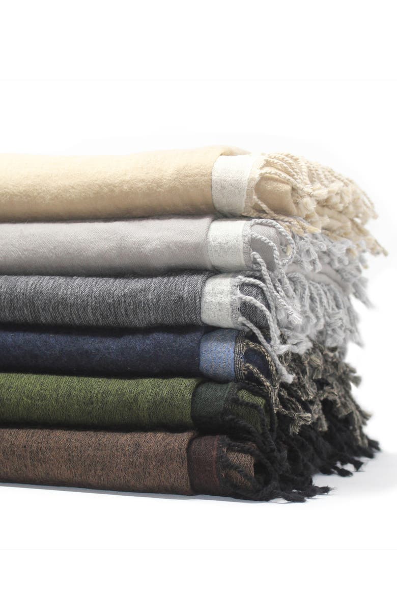 MELANGE HOME Merino Wool Reversible Throw Blanket, Alternate, color, Brown And Taupe