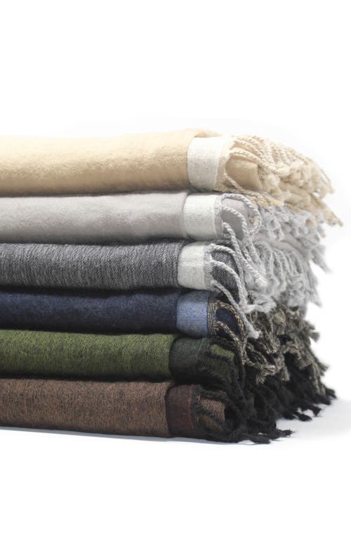 Shop Melange Home Merino Wool Reversible Throw Blanket In Dark Green And Green
