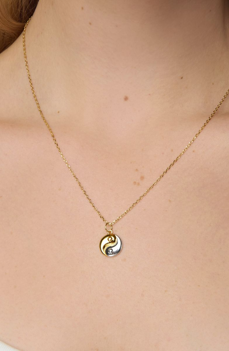 Little Sky Stone Yin Yang Necklace, Alternate, color, Two Tone Gold/Silver