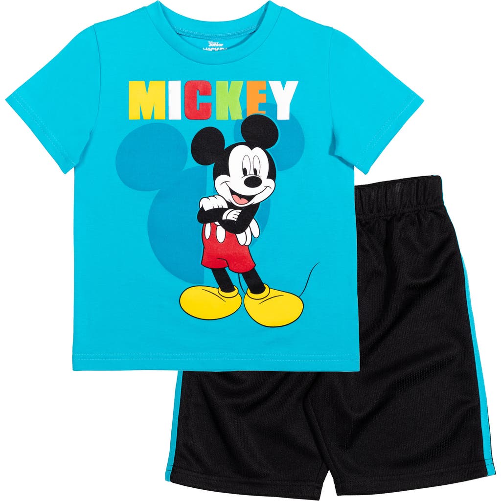 Disney Babies' Mickey Mouse & Friends T-shirt & Mesh Shorts Set In Multi