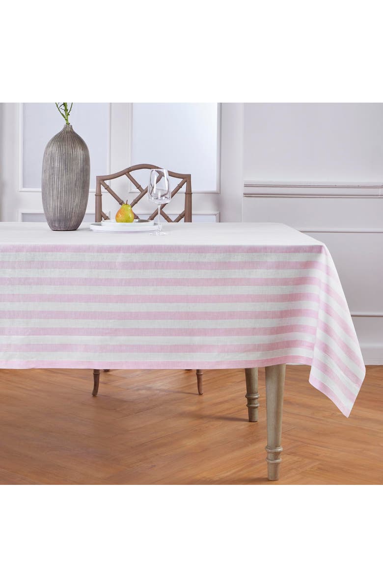 Solino Home Linen Table Throw - Sorrento Stripe, Main, color, Pink And White
