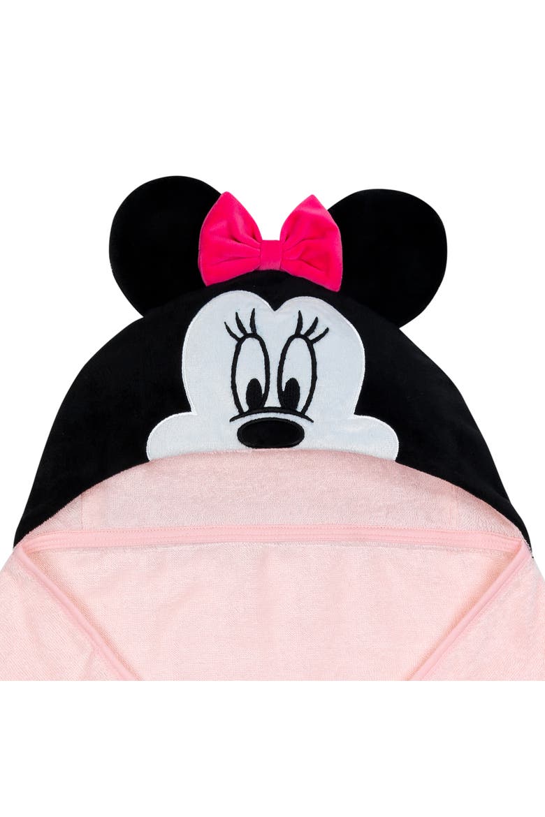 Disney Baby Minnie Mouse Cotton Hooded Baby Bath Towel, Alternate, color, Pink