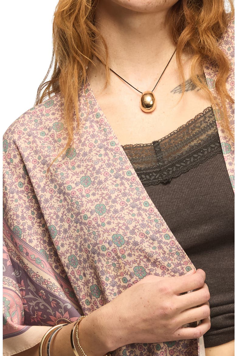 Border Print Open Front Jacket, Alternate, color, PURPLE BORDER PRINT