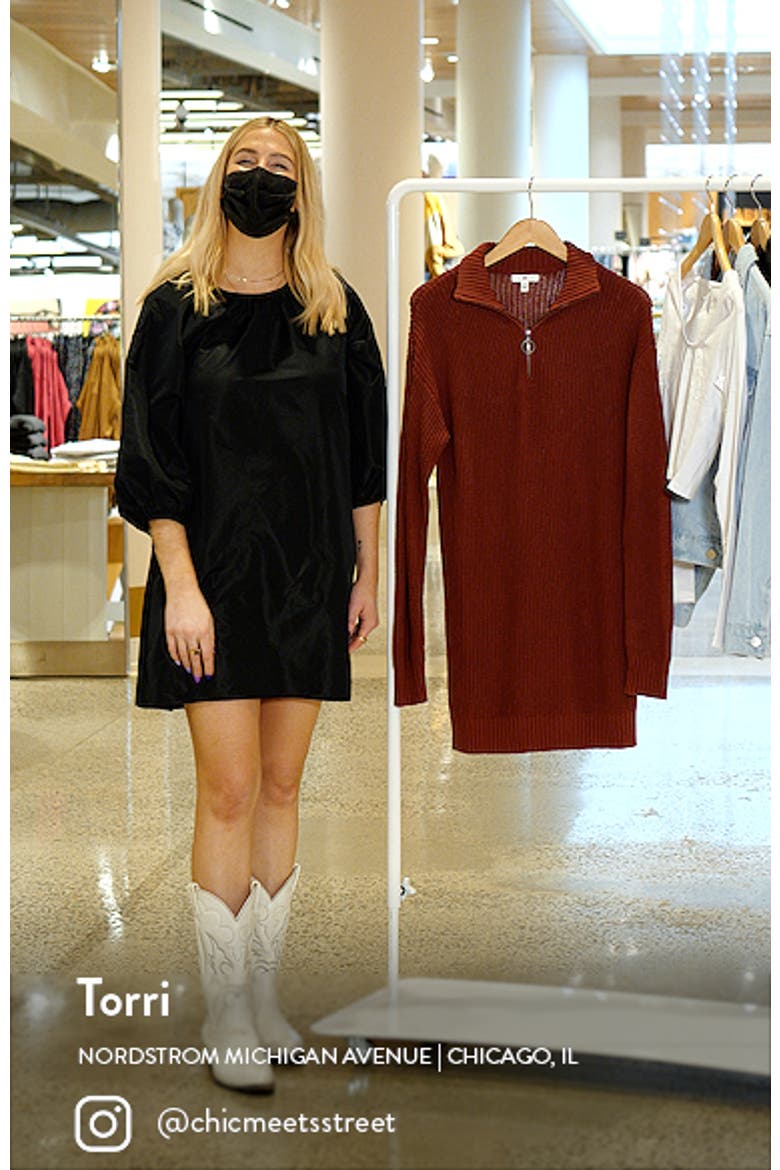 Sporty Quarter Zip Long Sleeve Sweater Dress video