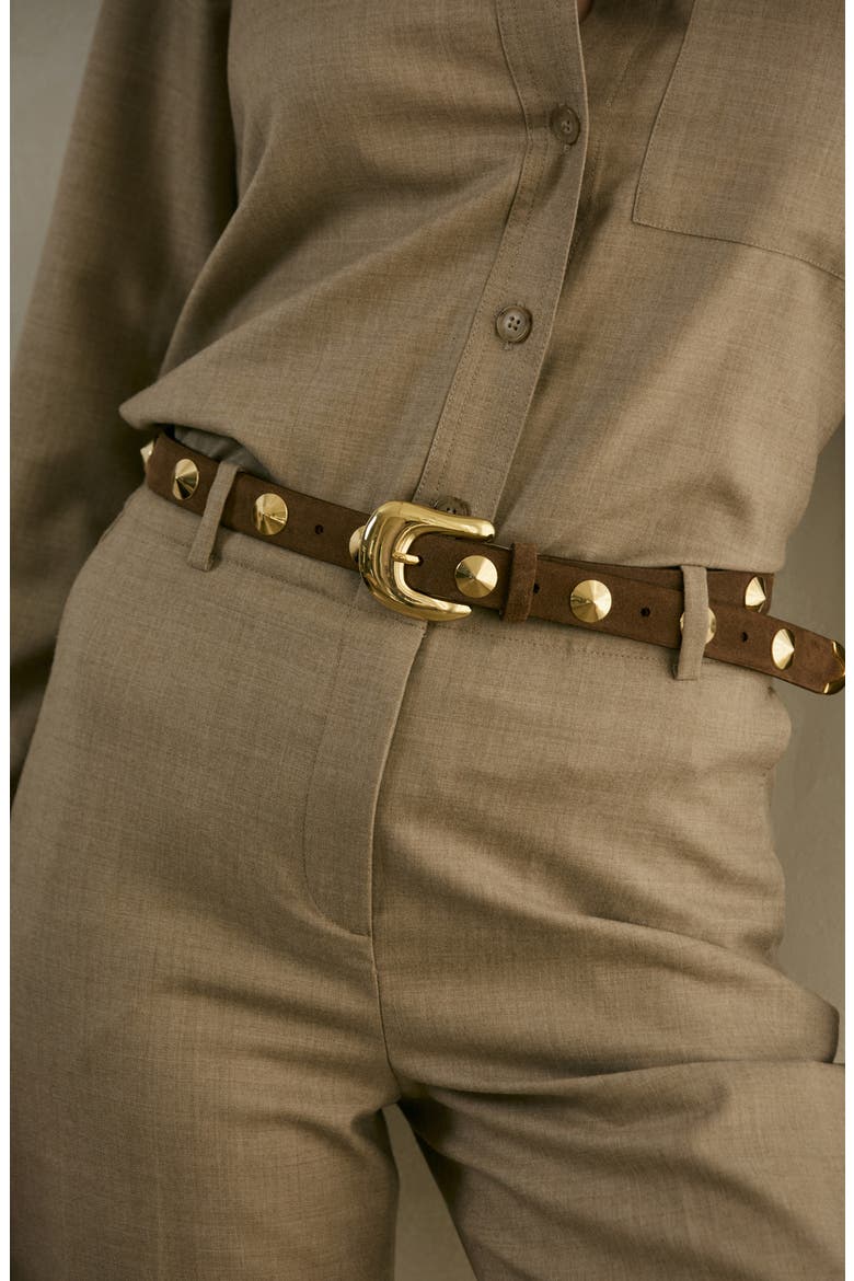 Studded Belt, Alternate, color, CHOCOLATE AND GOLD