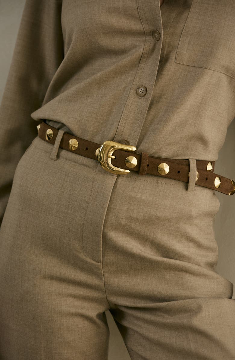 AUREUM Studded Belt, Alternate, color, Chocolate And Gold
