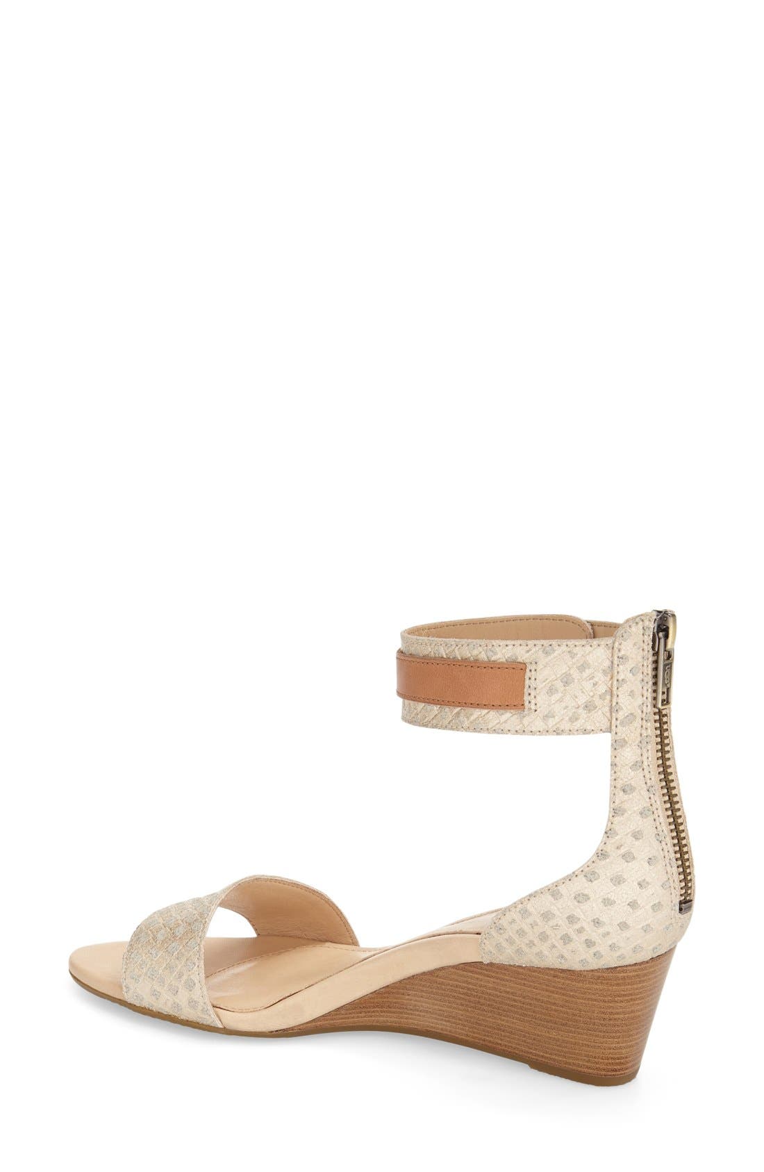 'Char' Ankle Strap Wedge Sandal, Alternate, color, SOFT GOLD LEATHER