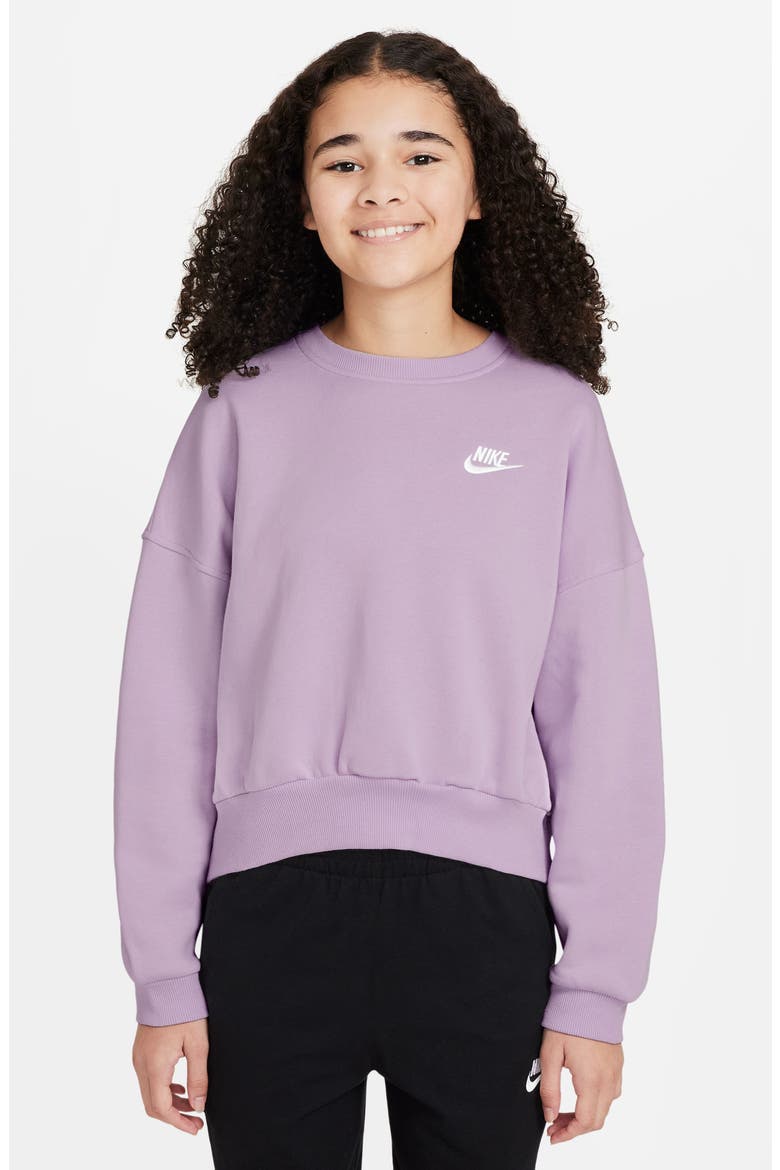 Kids' Sportswear Club Fleece Crewneck Sweatshirt, Main, color, DOLL/ WHITE