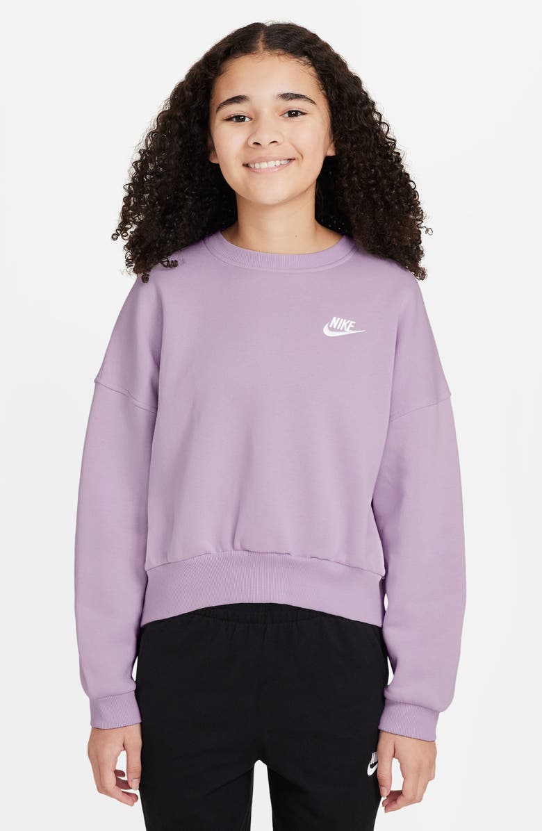 Nike Kids' Sportswear Club Fleece Crewneck Sweatshirt, Main, color, Doll/ White
