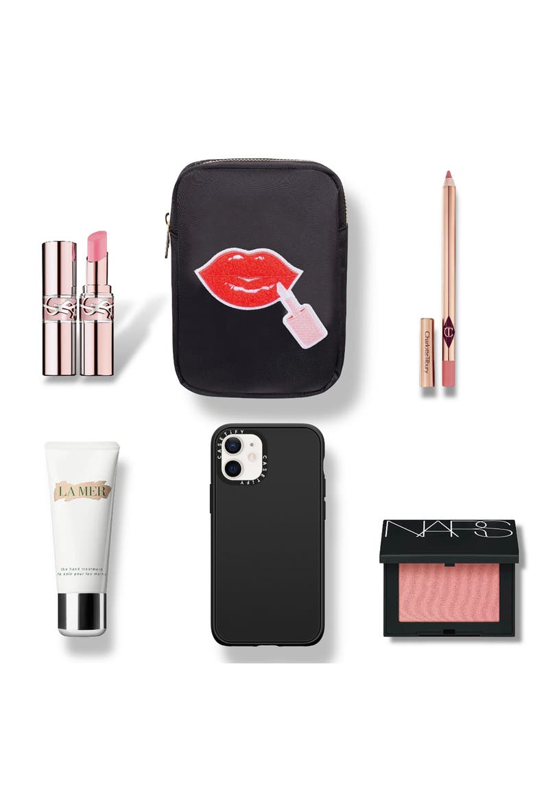 Mini Lipgloss Cosmetics Bag, Alternate, color, BLACK