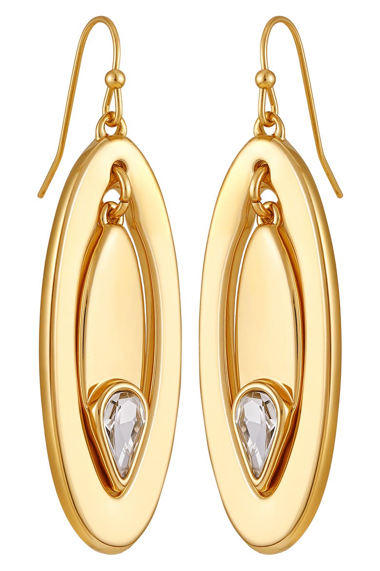 Oval Drop Earrings, Alternate, color, GOLD/CLEAR