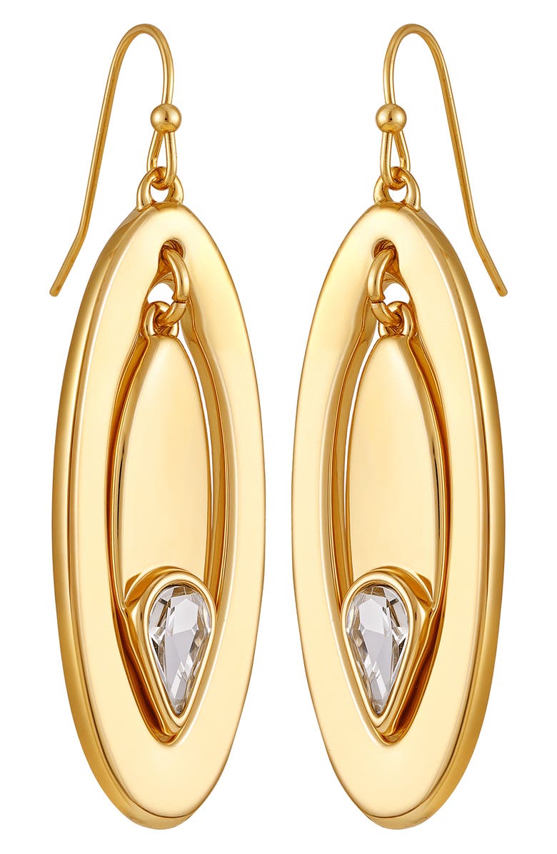 Vince Camuto Oval Drop Earrings, Alternate, color, Gold/Clear