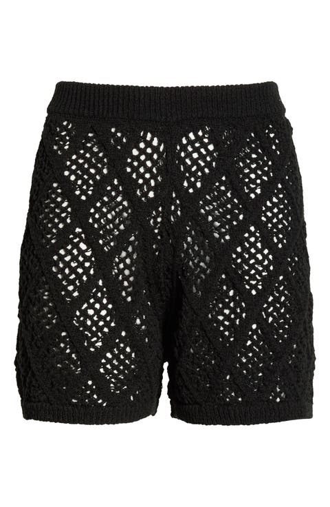 Openwork Knit Cover-Up Shorts