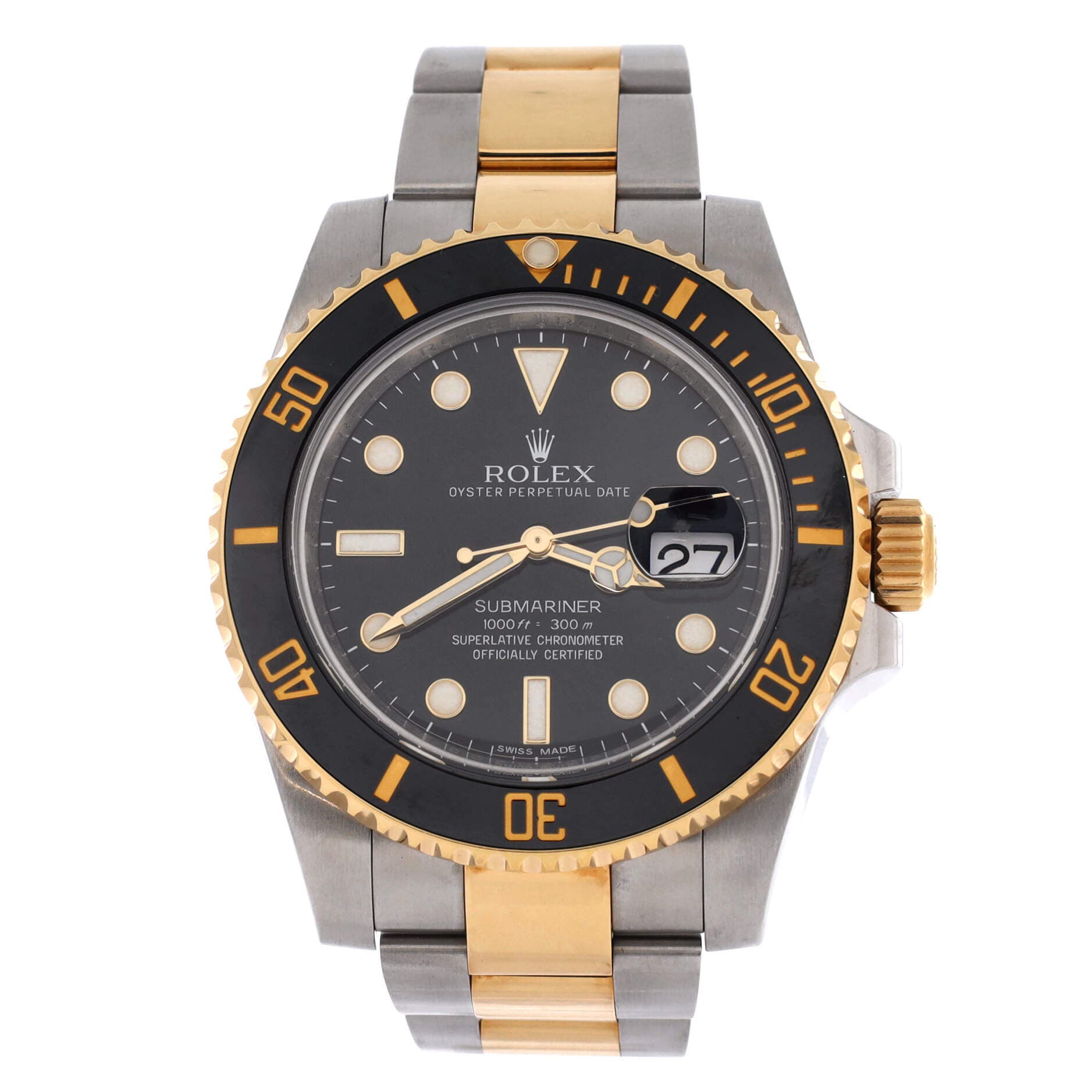 Oyster Perpetual Submariner Automatic Watch Stainless Steel And Cerachrom With Yellow Gold 41, Main, color, Metallic Silver