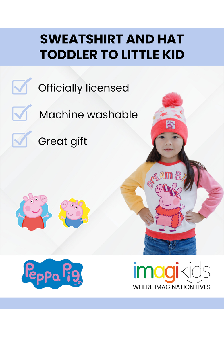 Fleece 2-Piece Sweatshirt and Hat Set, Alternate, color, Peppa Pig Cream Multi