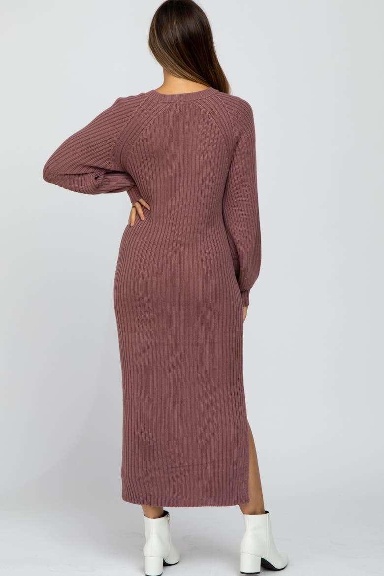 Side Slit Maxi Sweater Dress, Alternate, color, Mauve