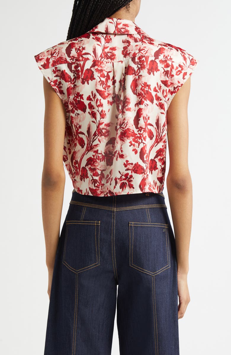 Cinq à Sept Floral Ribbons Sleeveless Shirt, Alternate, color, Cherry Rose Multi