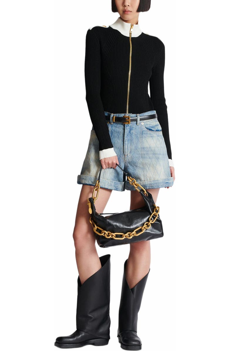 Balmain Sync Medium Bag In Calfskin Leather, Alternate, color,