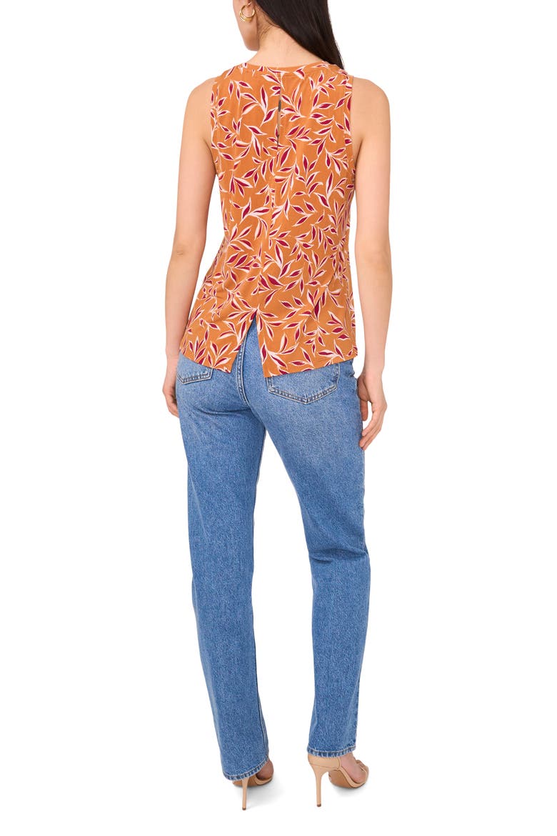 Leaf Print Keyhole Back Tank, Alternate, color, CHILI