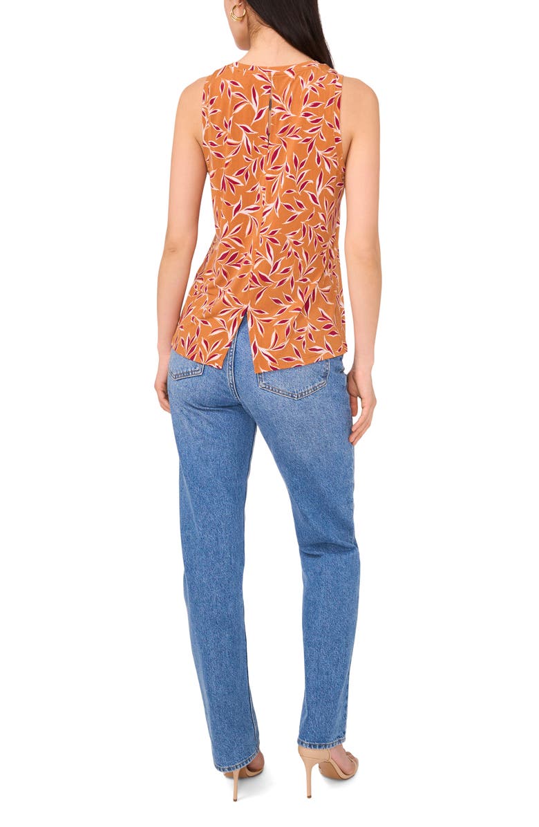 Vince Camuto Leaf Print Keyhole Back Tank, Alternate, color, Chili