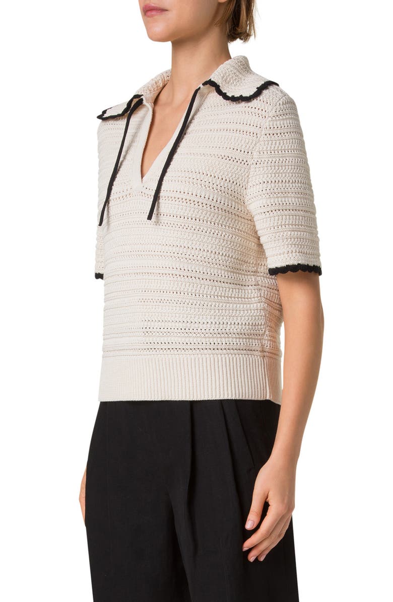 Akris punto Boxy Cotton Crochet Sweater, Alternate, color, 