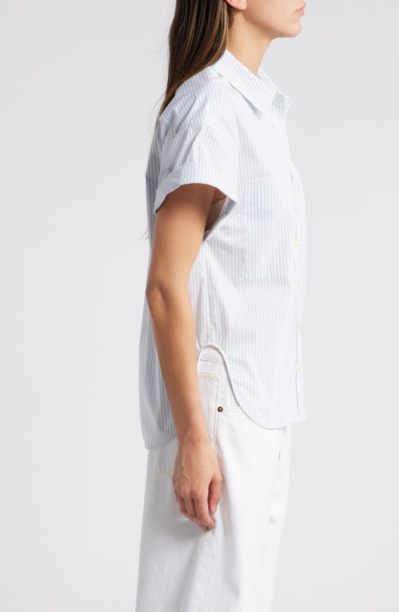 FRAME Stripe Short Sleeve Button-Up Shirt, Alternate, color, Light Chambray Multi