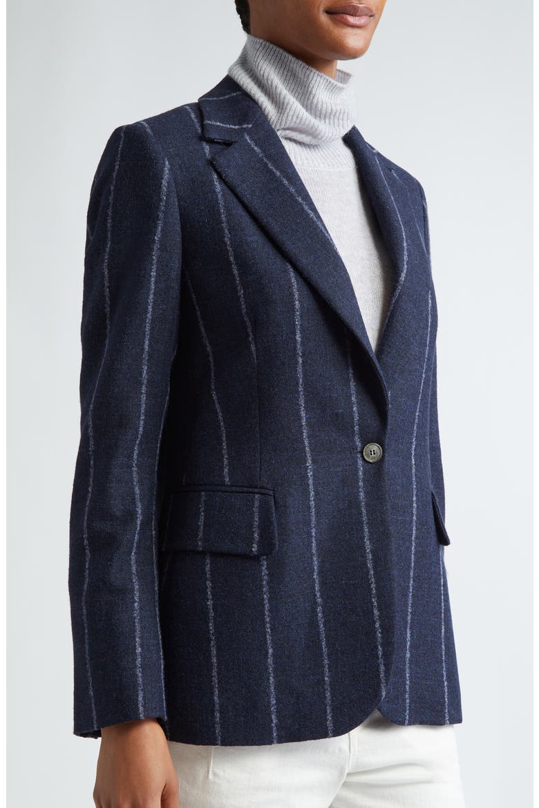 Pinstripe Alpaca & Linen Blend Blazer, Alternate, color, NAVY